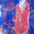 Zittende Vrouw Linoleumprint